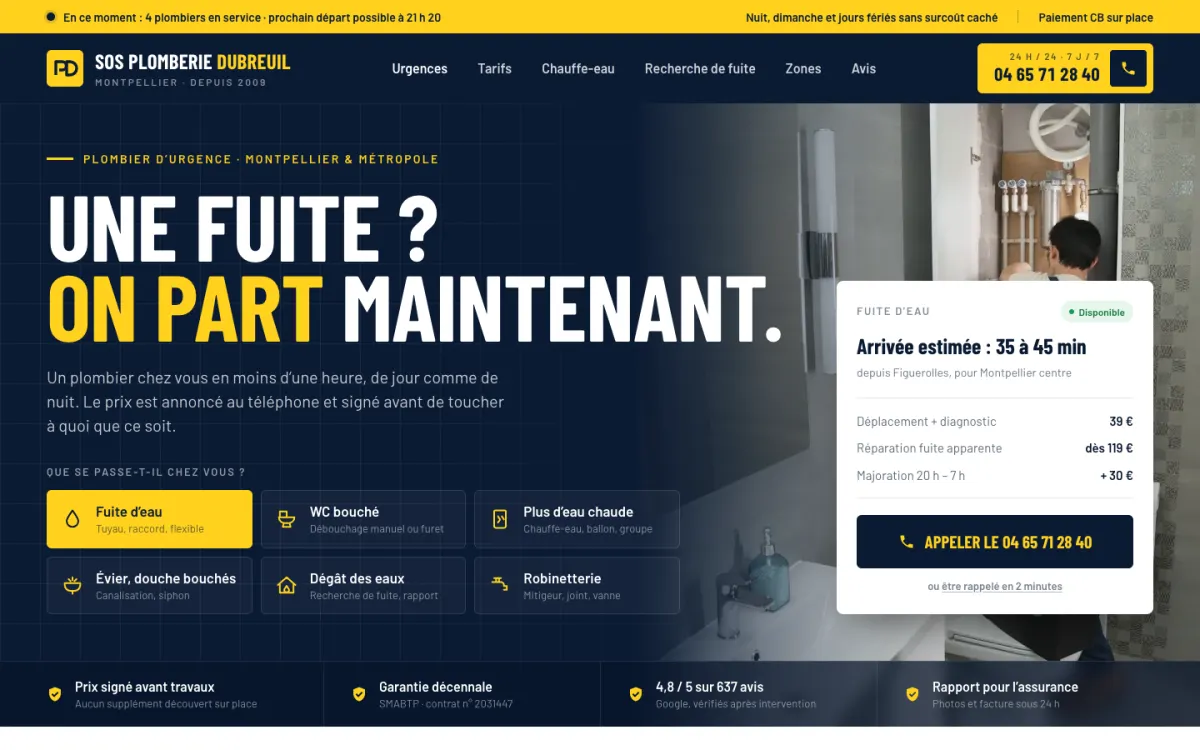 Capture d’écran de sos-plomberie-dubreuil.fr